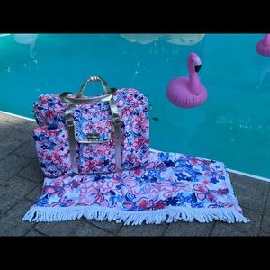 Lilly Pulitzer Party like a Lobstar beach tote and towel